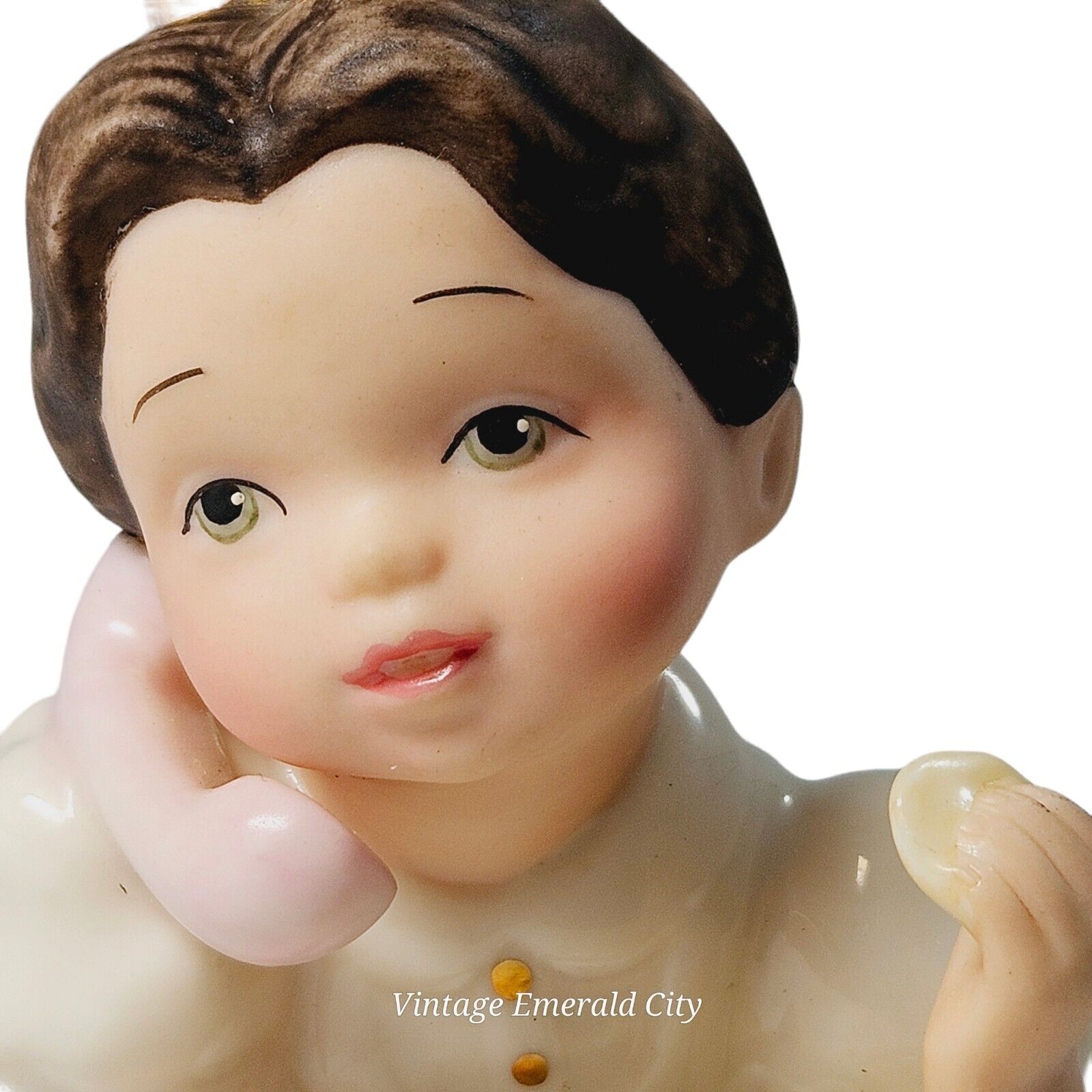 Vintage Lenox Porcelain Retro Girl On Phone C-12 Child On Pjs Eating Room Decor
