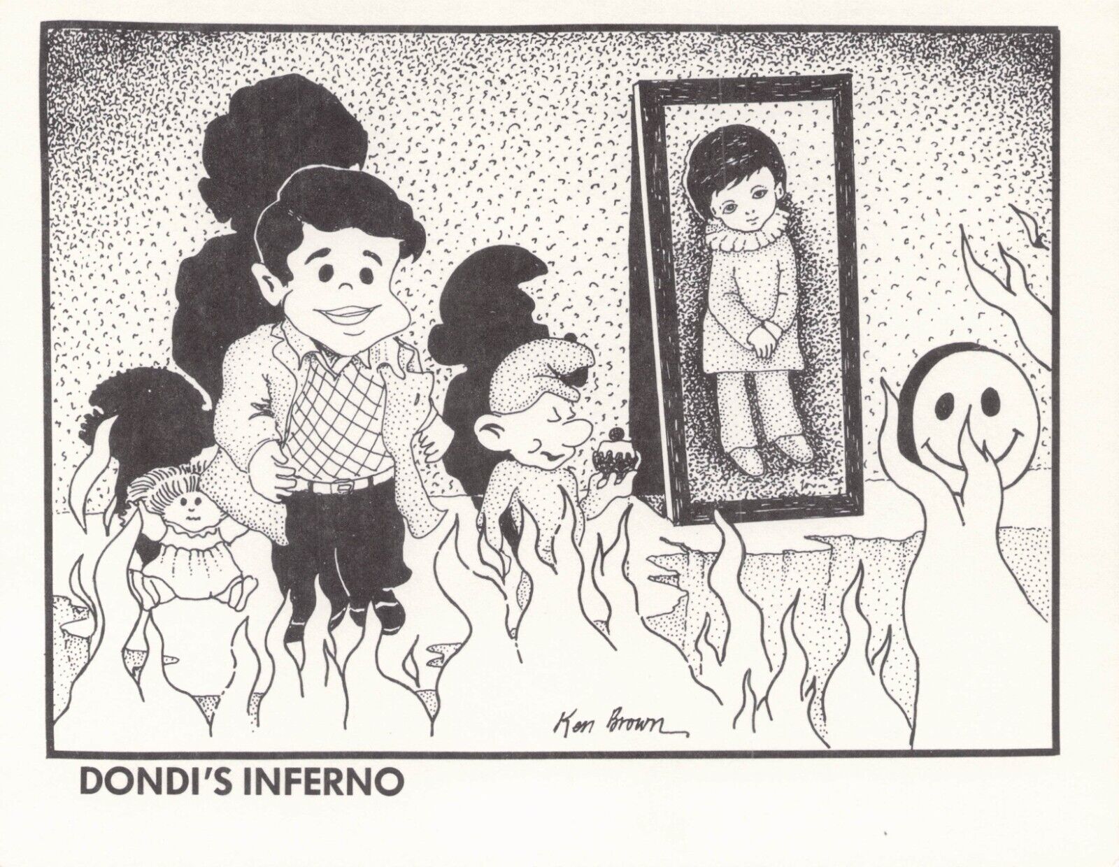 1987 Dondi Dondi\'s Inferno Ken Brown Signed Retro Humor Comic Postcard MINT