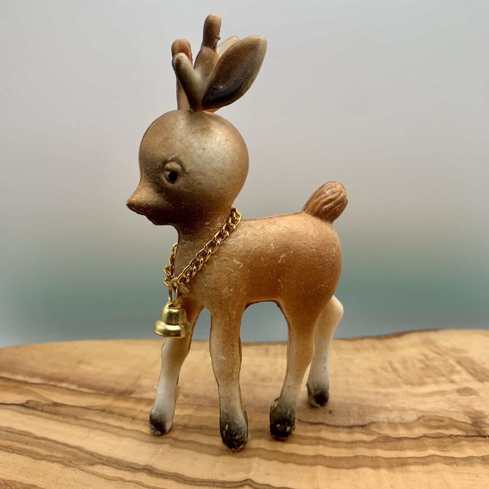 MCM Kitsch Vintage Soft Plastic Christmas Big Head Reindeer Figurine 4\