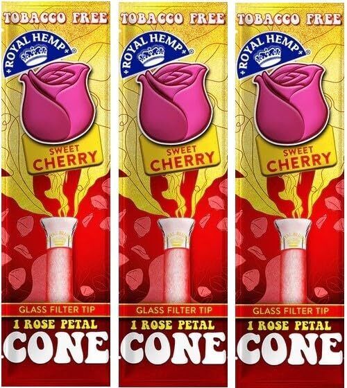 BLUNTS N ROSES Sweet Cherry Pre Rolled Rose Petal Cones + Glass Tip (3 Pack)