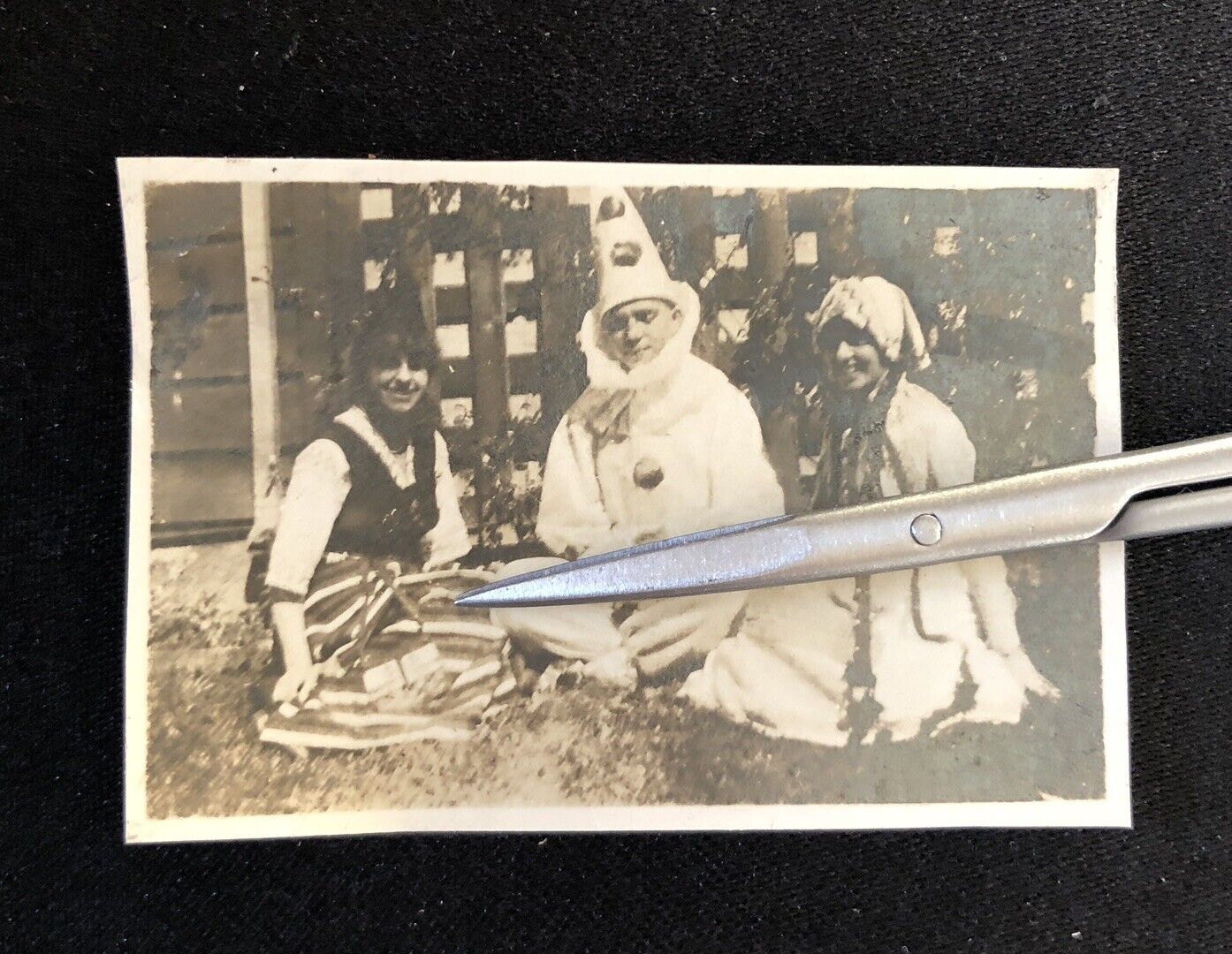 Antique 1917 People in Halloween Costumes Clown Jester Gypsy Original Photo