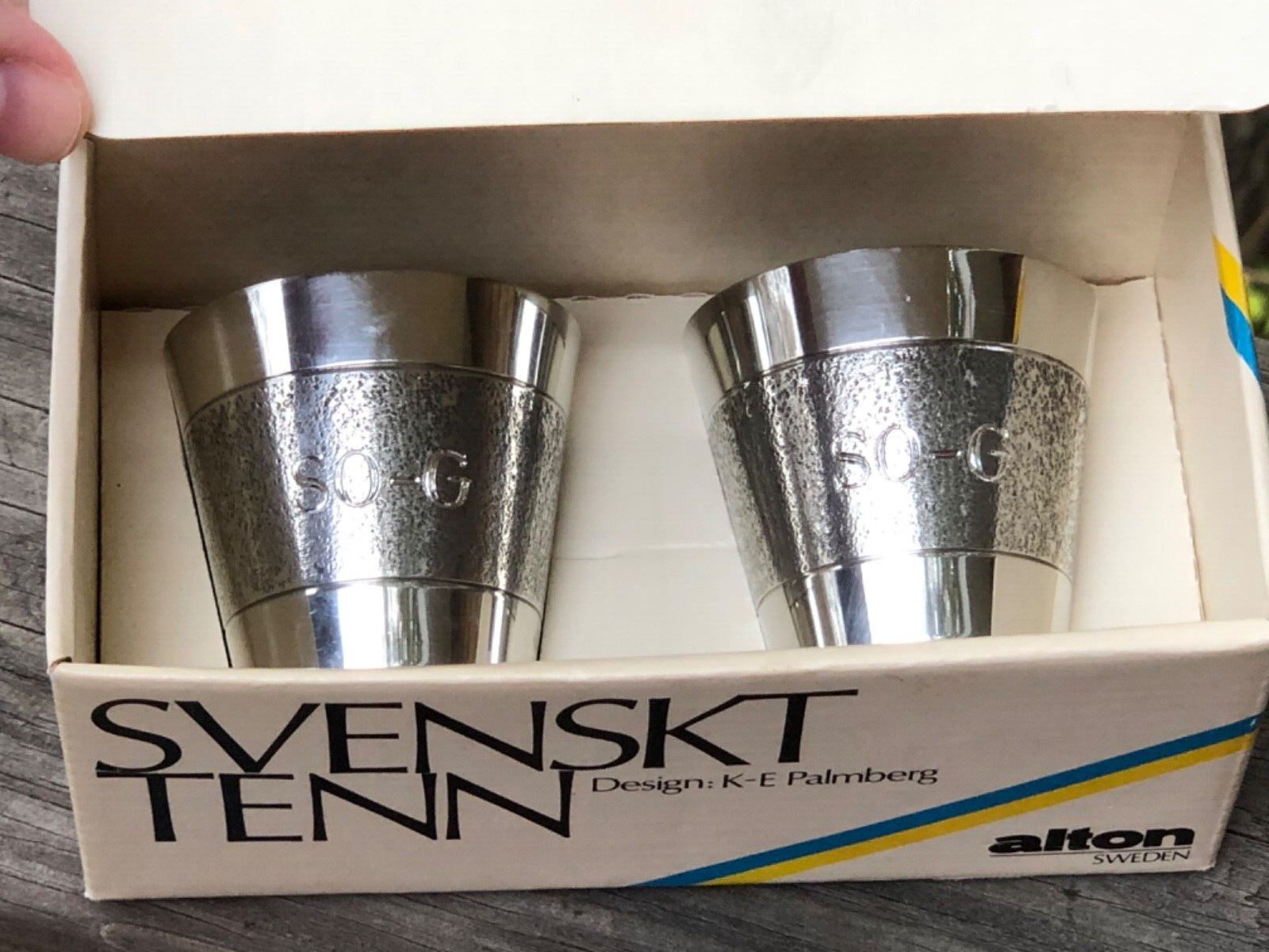 VTG  Pair of SVENSKT TENN Alton FF10 Metal/Pewter Cups designed by K-E Palmberg