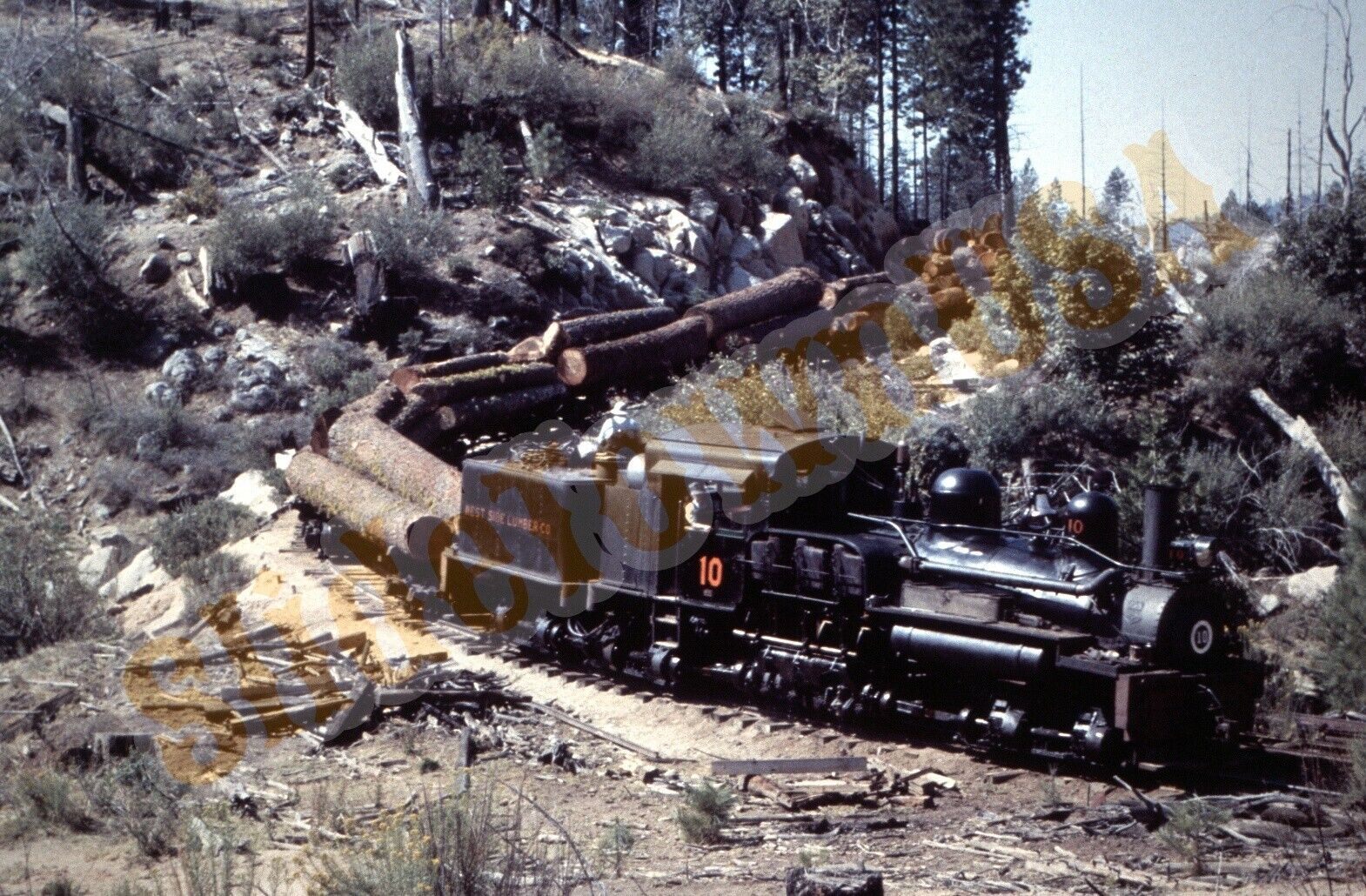 Vtg Train Slide 10 West Side Lumber Co Shay Steam Engine Railroad Logging Y1C145