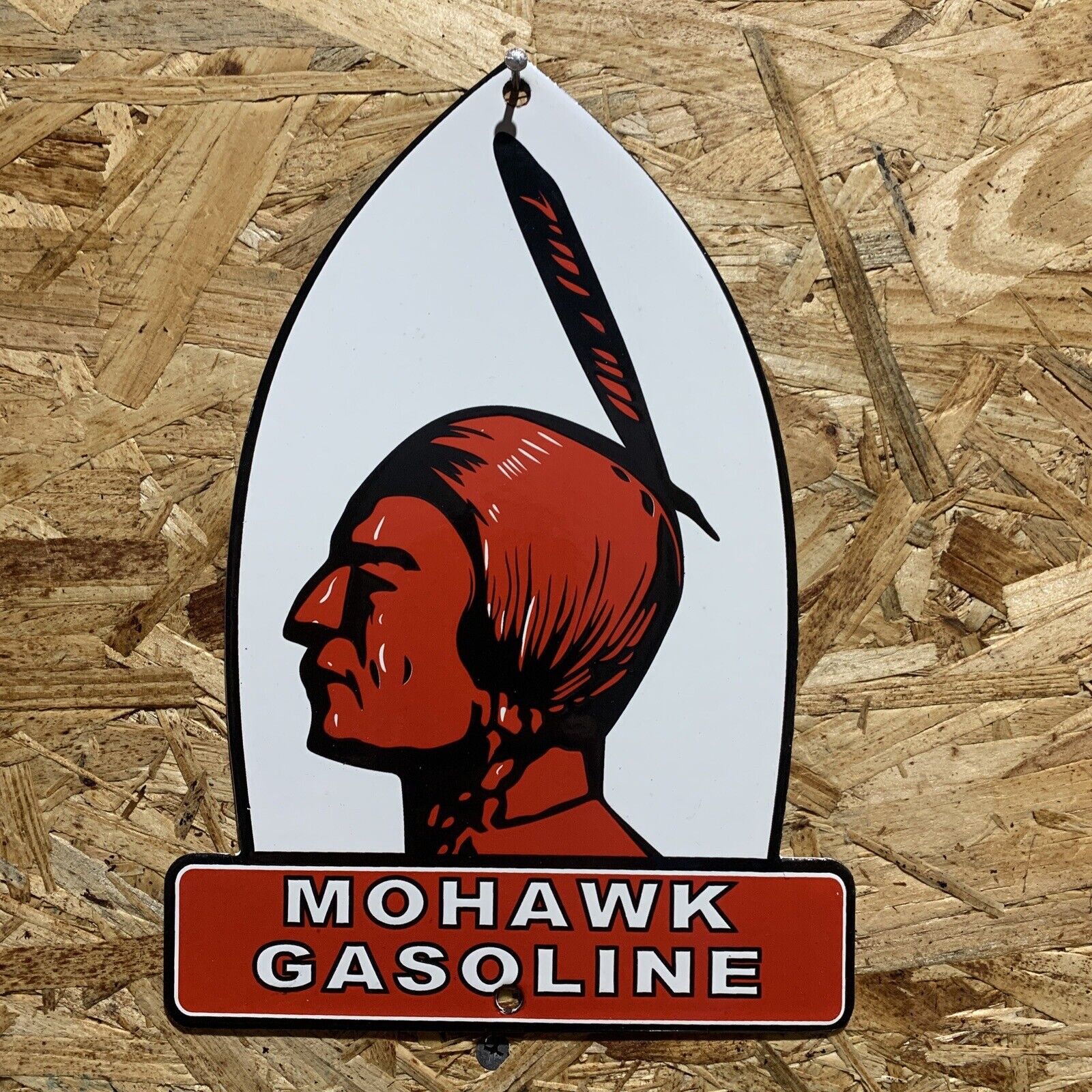 VINTAGE MOHAWK GASOLINE PORCELAIN SIGN GAS SERVICE STATION AUTOMOBILE LUBE SHOP
