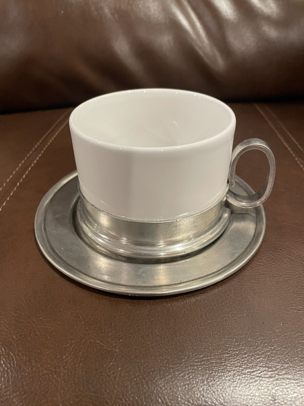Arte Italica Pewter Coffee Cup Saucer New No Box