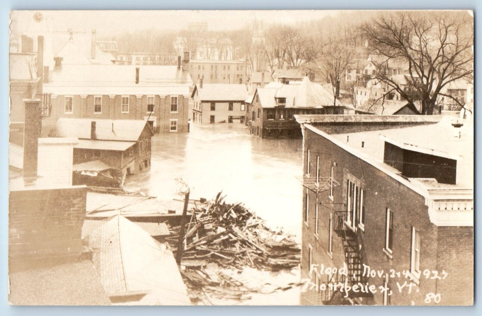 Montpelier Vermont VT Postcard RPPC Photo View Of Flood c1930's Unposted Vintage