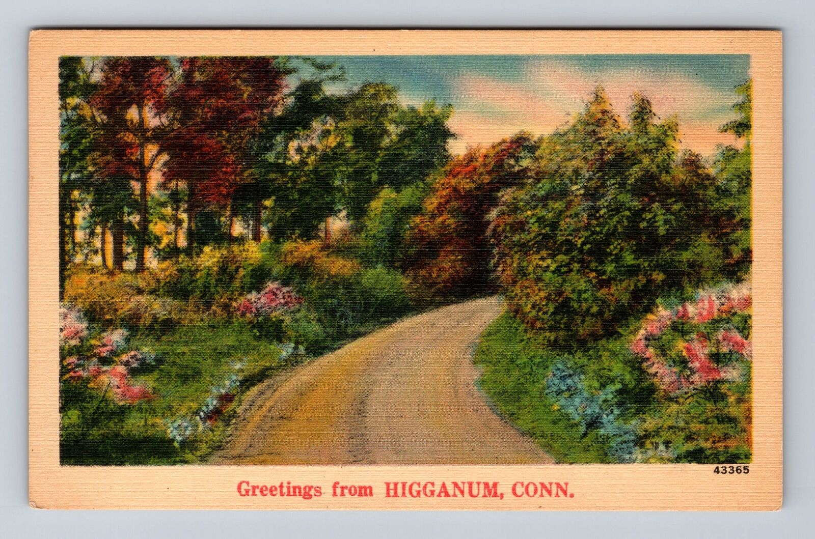 Higganum CT-Connecticut, Scenic Greetings, Roadway, Antique, Vintage Postcard