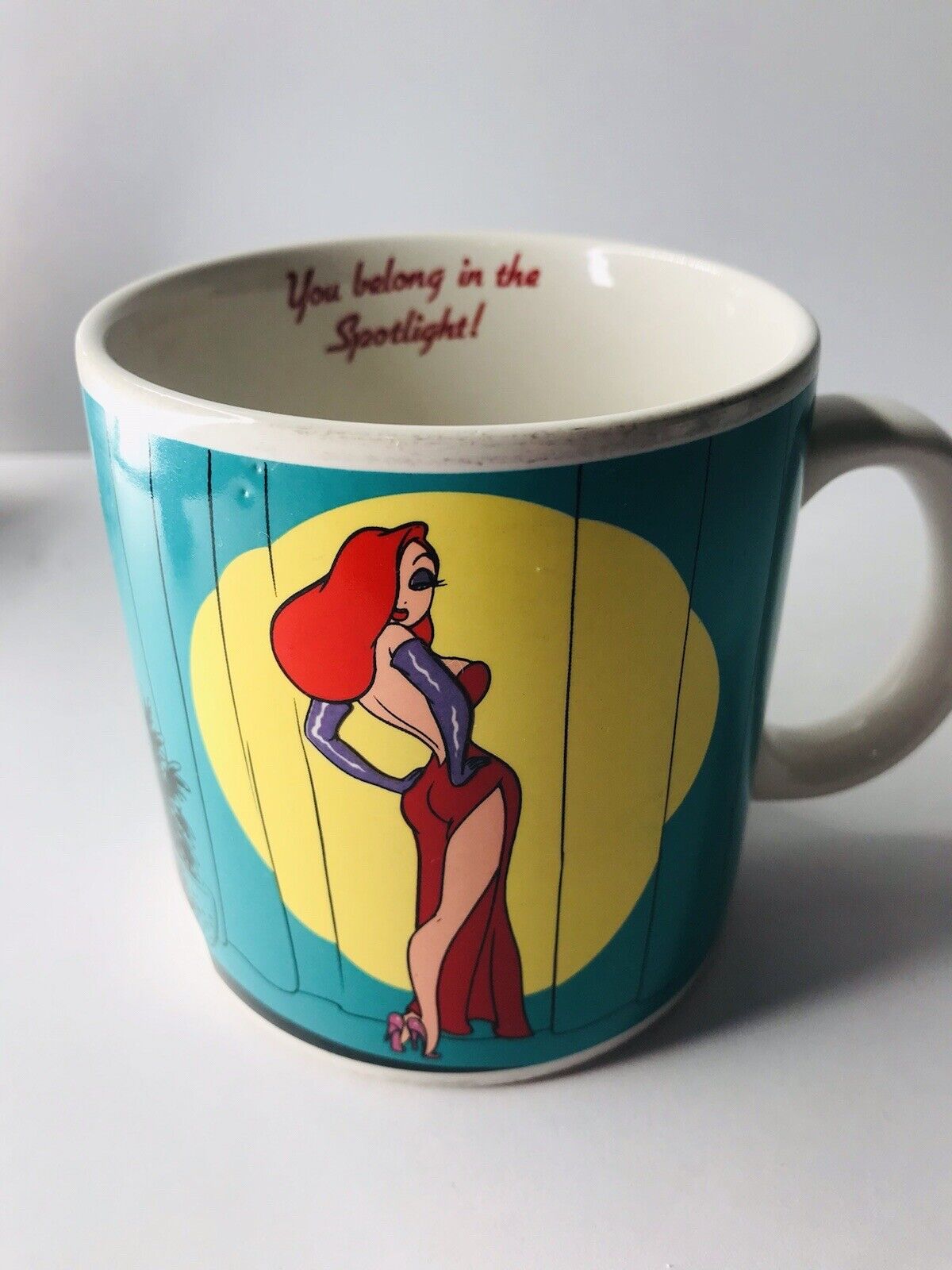VINTAGE ROGER JESSICA RABBIT COFFEE CUP YOU BELONG IN THE SPOTLIGHT APPLAUSE MUG