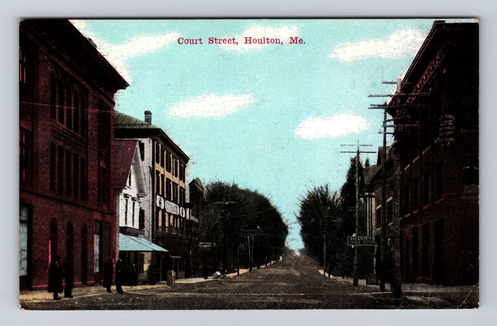 Houlton ME-Maine, Court Street, Advertisement, Antique, Vintage Postcard