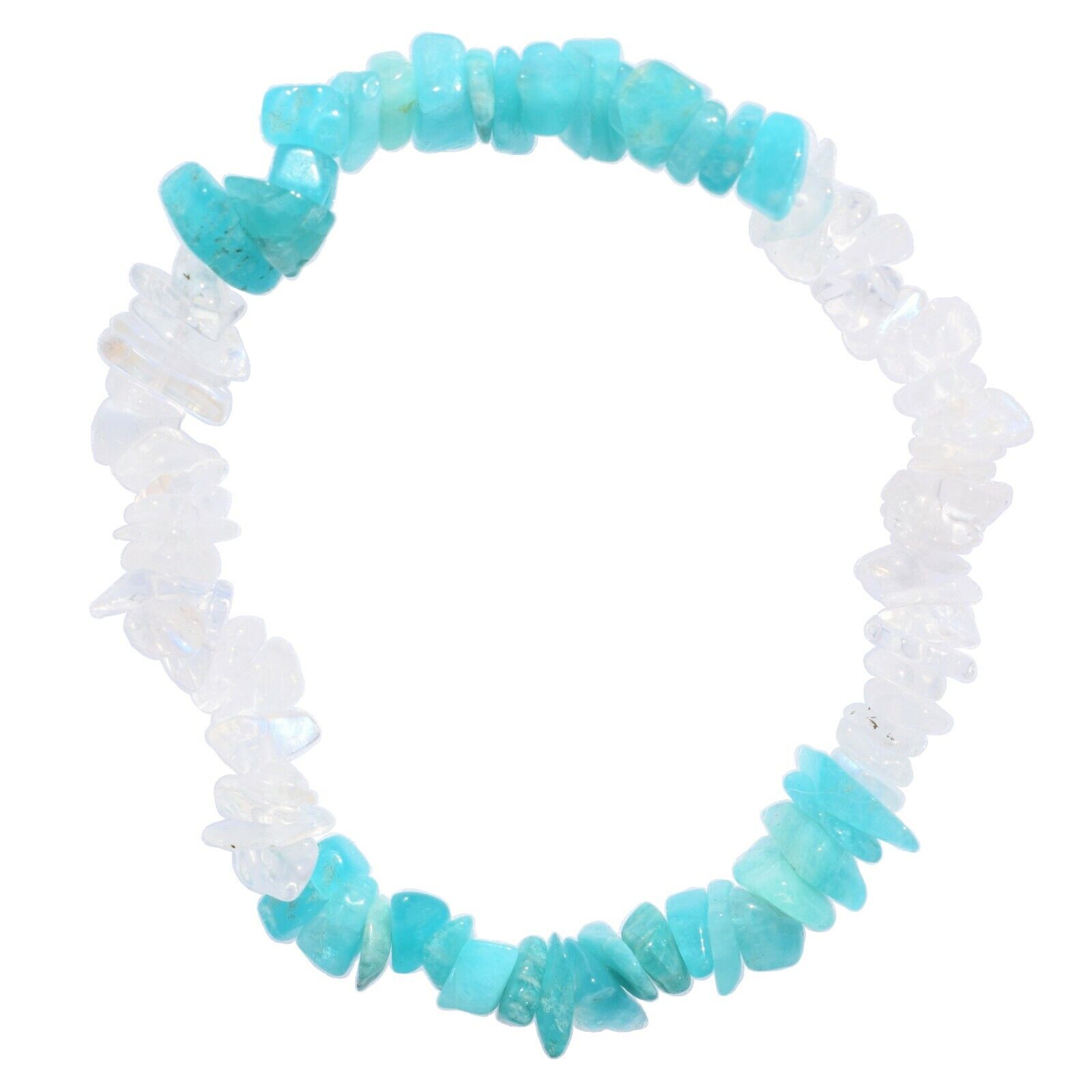 CHARGED Rainbow Moonstone Crystal Chip Combo Stretchy Bracelets - 9 Choices