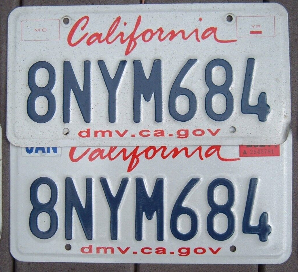 CALIFORNIA pair license plates  NYM 684   NYM  New York Mets