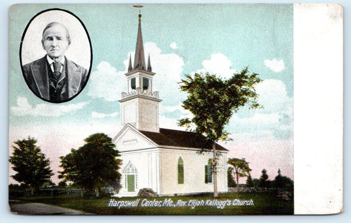 HARPSWELL CENTER, ME Maine ~ REV. E. KELLOGG\'S CHURCH ~ c1910s Postcard