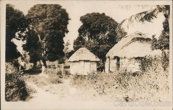 RPPC Native Huts Real Photo Post Card Vintage