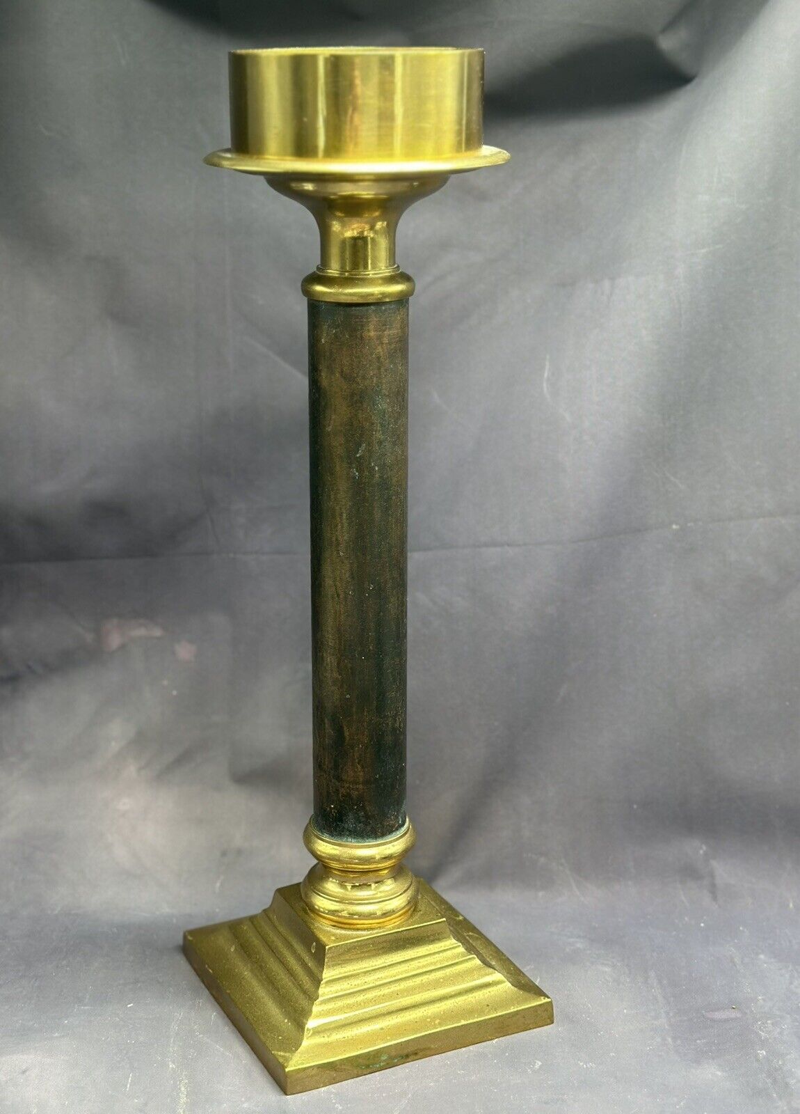 Vintage Solid Brass Mid Century Candle Holder Thailand Heavy MCM