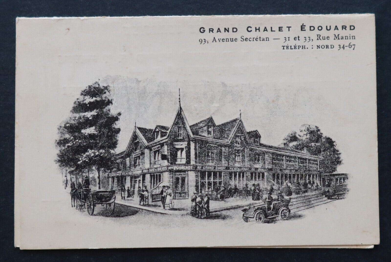 1929 Grand Chalet Edouard Federation Bourrellerie restaurant card menu