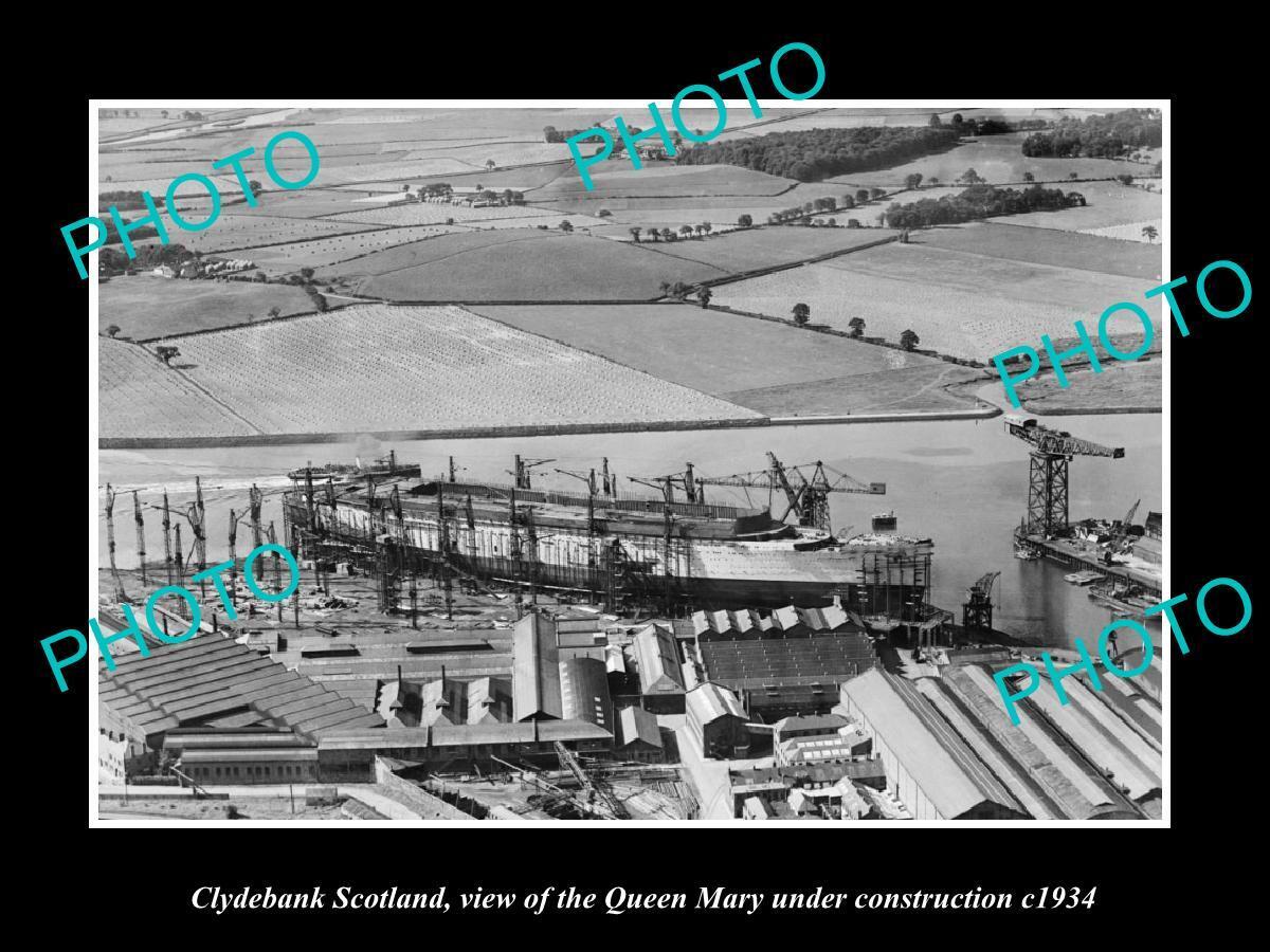 OLD LARGE HISTORIC PHOTO CLYDEBANK SCOTLAND THE QUEEN MARY BEING BUILT c1934 1