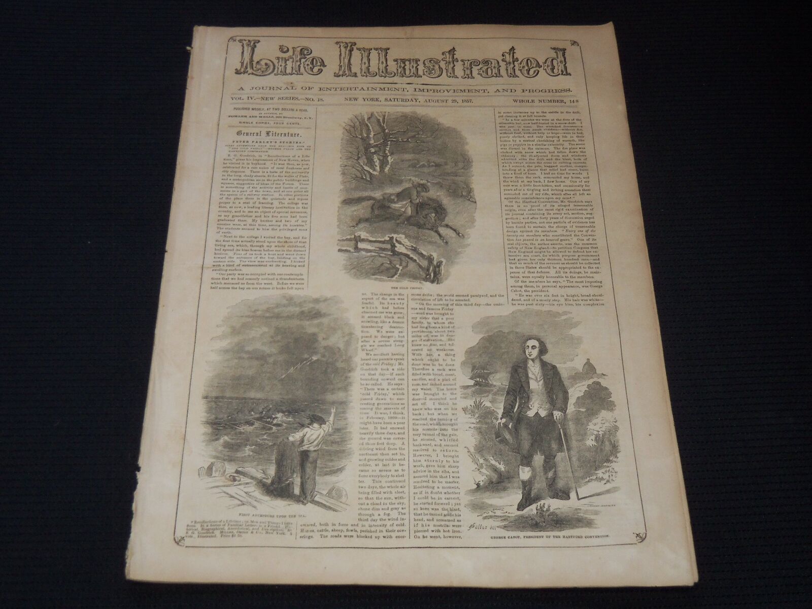 1857 AUGUST 29 LIFE ILLUSTRATED NEWSPAPER - PETER PARLEY\'S STORIES - NP 5919