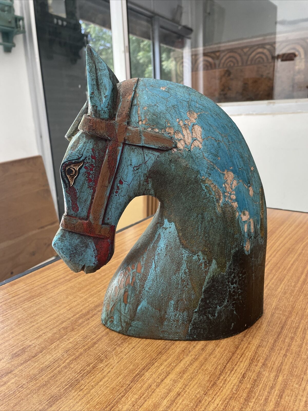 Vintage Wooden Handmade Horse Head Figurine  12\