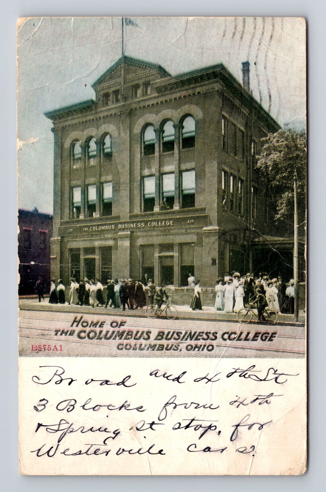 Columbus OH-Ohio, Home Of The Columbus Business College, Vintage c1912 Postcard