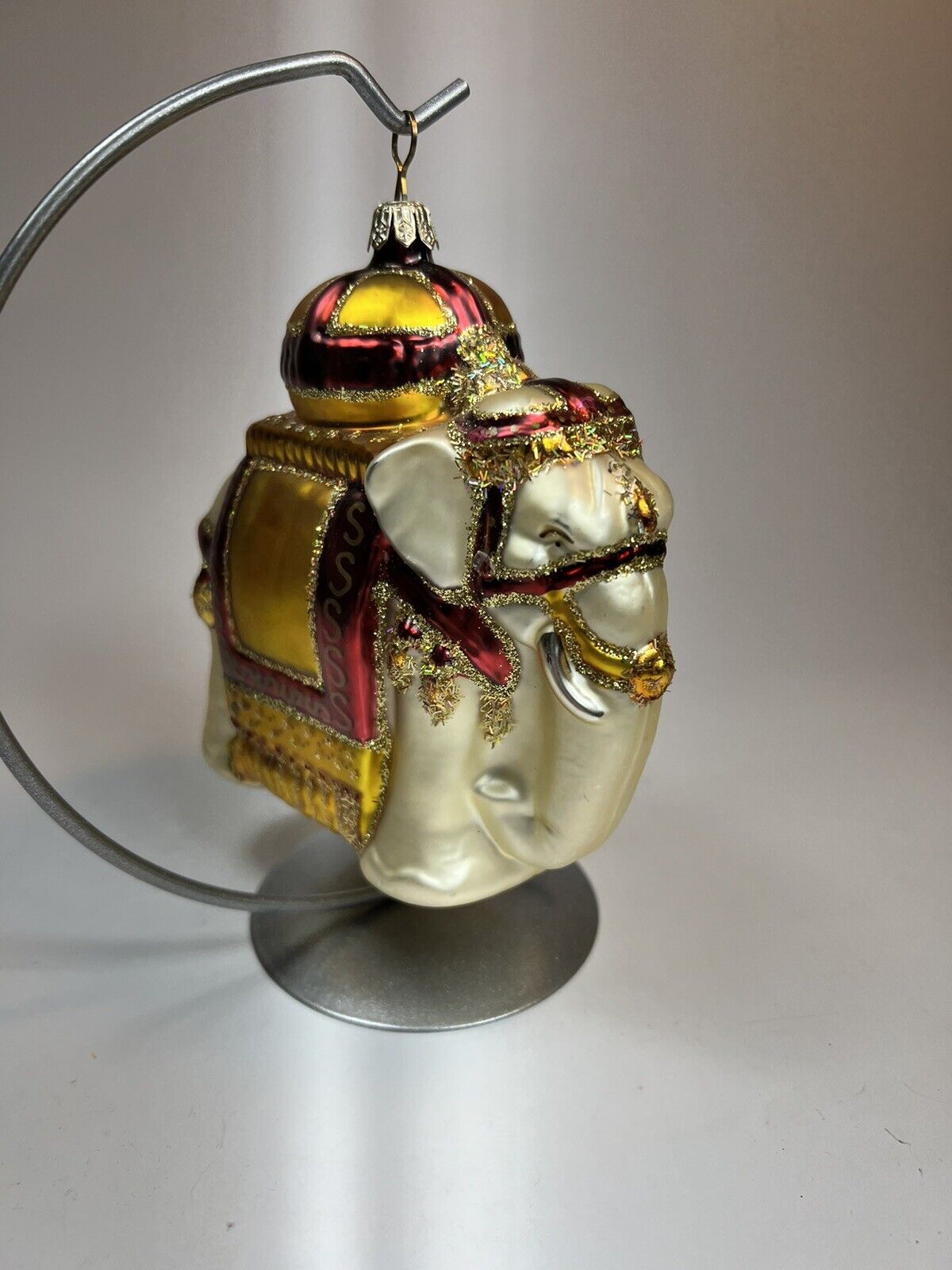 Hand Blown Glass Arabian Elephant Christmas Ornament Similar To Radko Glitter