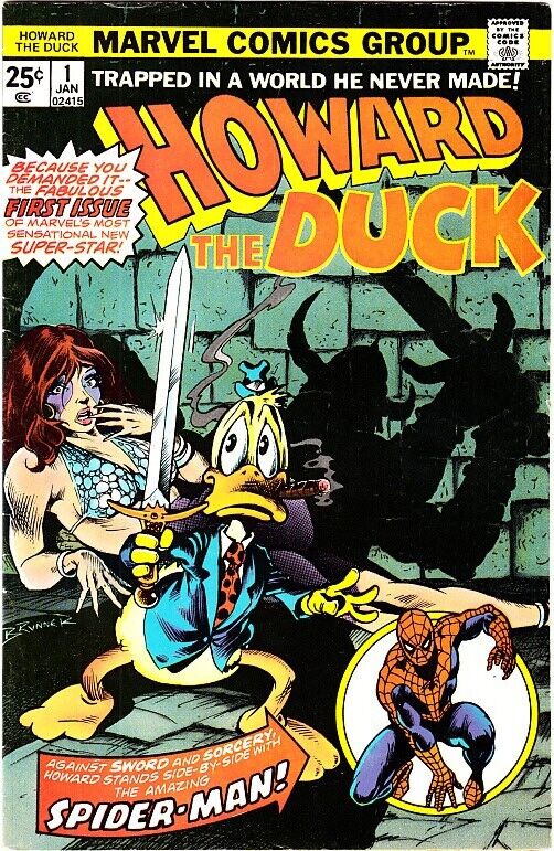 HOWARD THE DUCK #1 VG- Signed Frank Brunner 1976 Marvel Steve Gerber