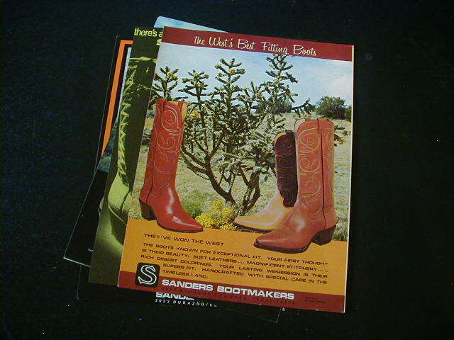 Vintage lot of 4 Sanders bootmakers magazine print ads 1972 1973 cowboy boot 