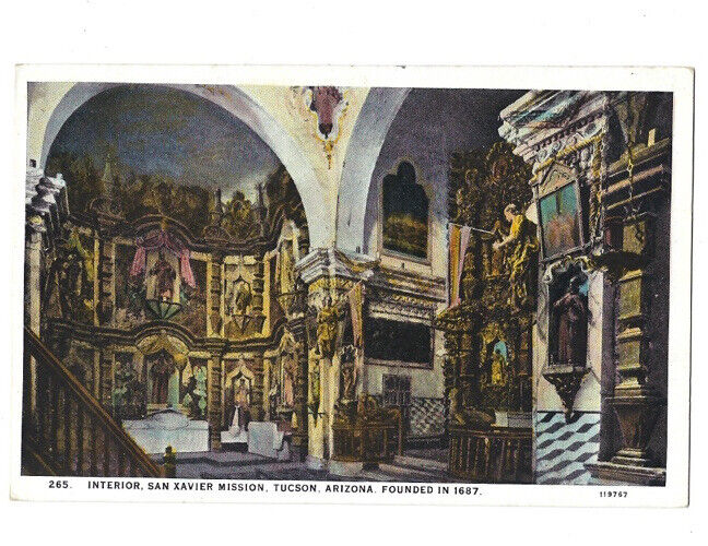 c.1920s Interior San Xavier Mission Tucson Arizona AZ Postcard UNPOSTED