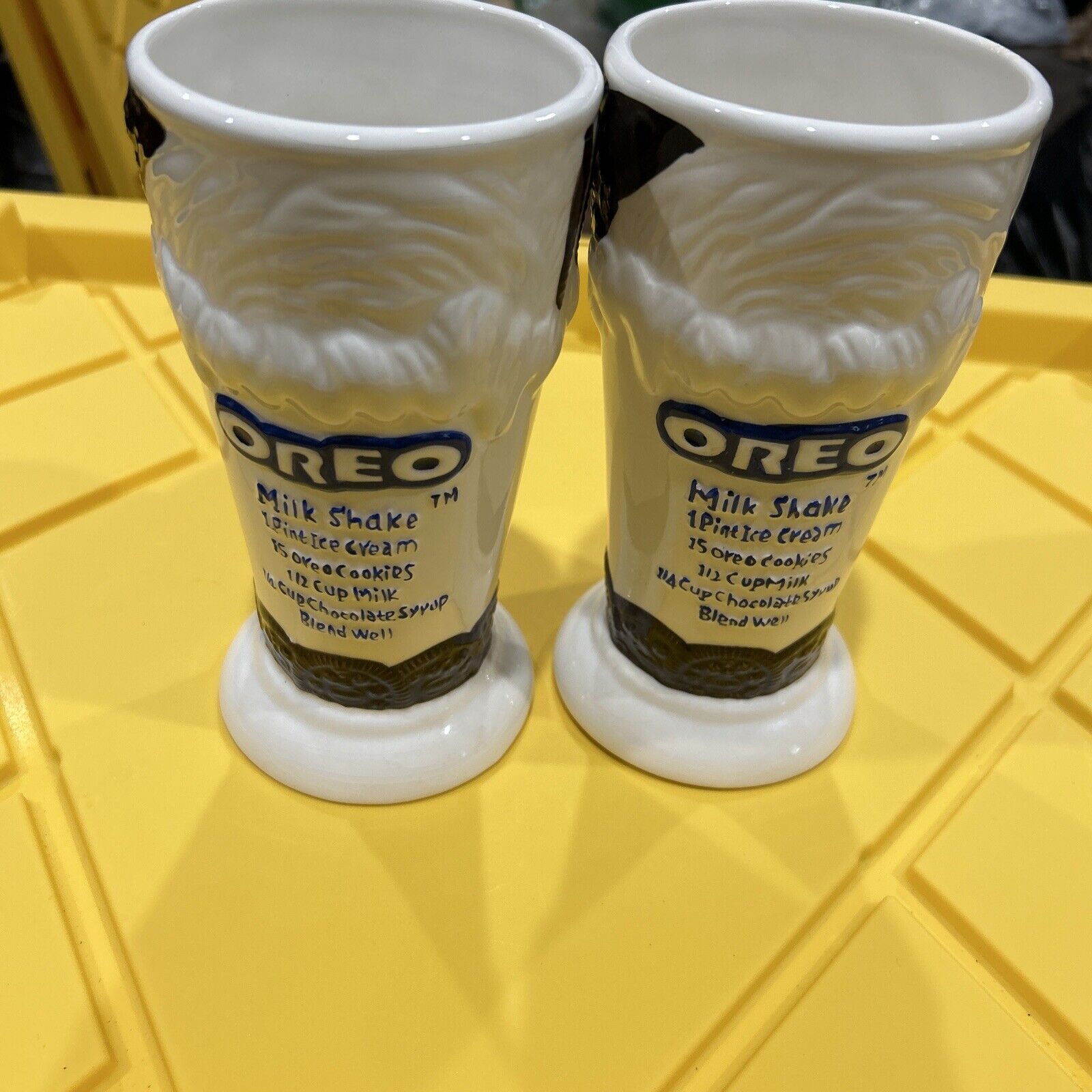 Vintage VTG Oreo Milkshake Malt Sundae Recipe 7 In Tall Glass Ceramic Mug Cup 2x