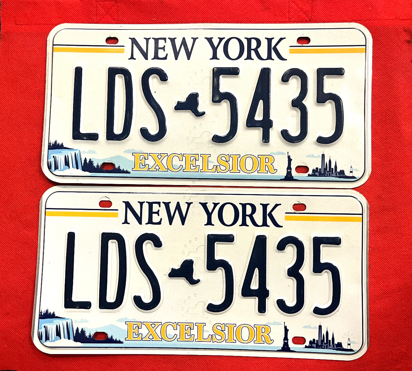 New York License Plate Pair LDS-5435 .... Expired / Crafts / Collect / Specialty