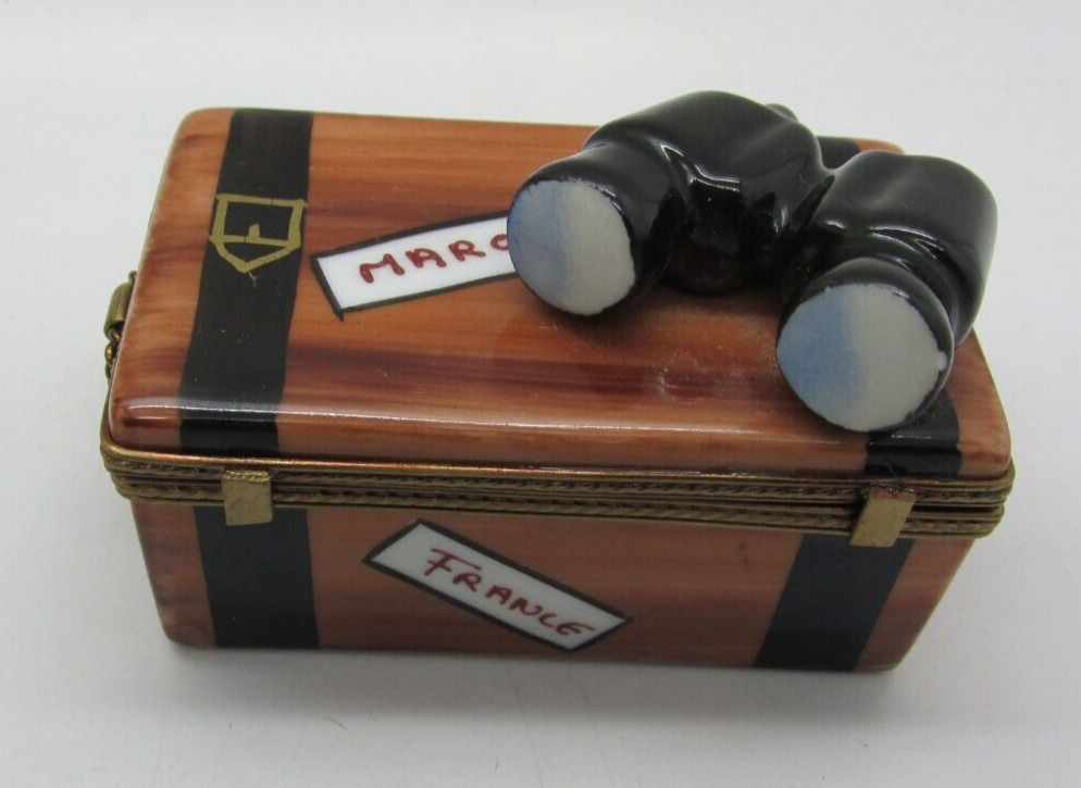 Peint Main Limoges France La Gloriette Travel Case Binoculars Trinket Box MINT