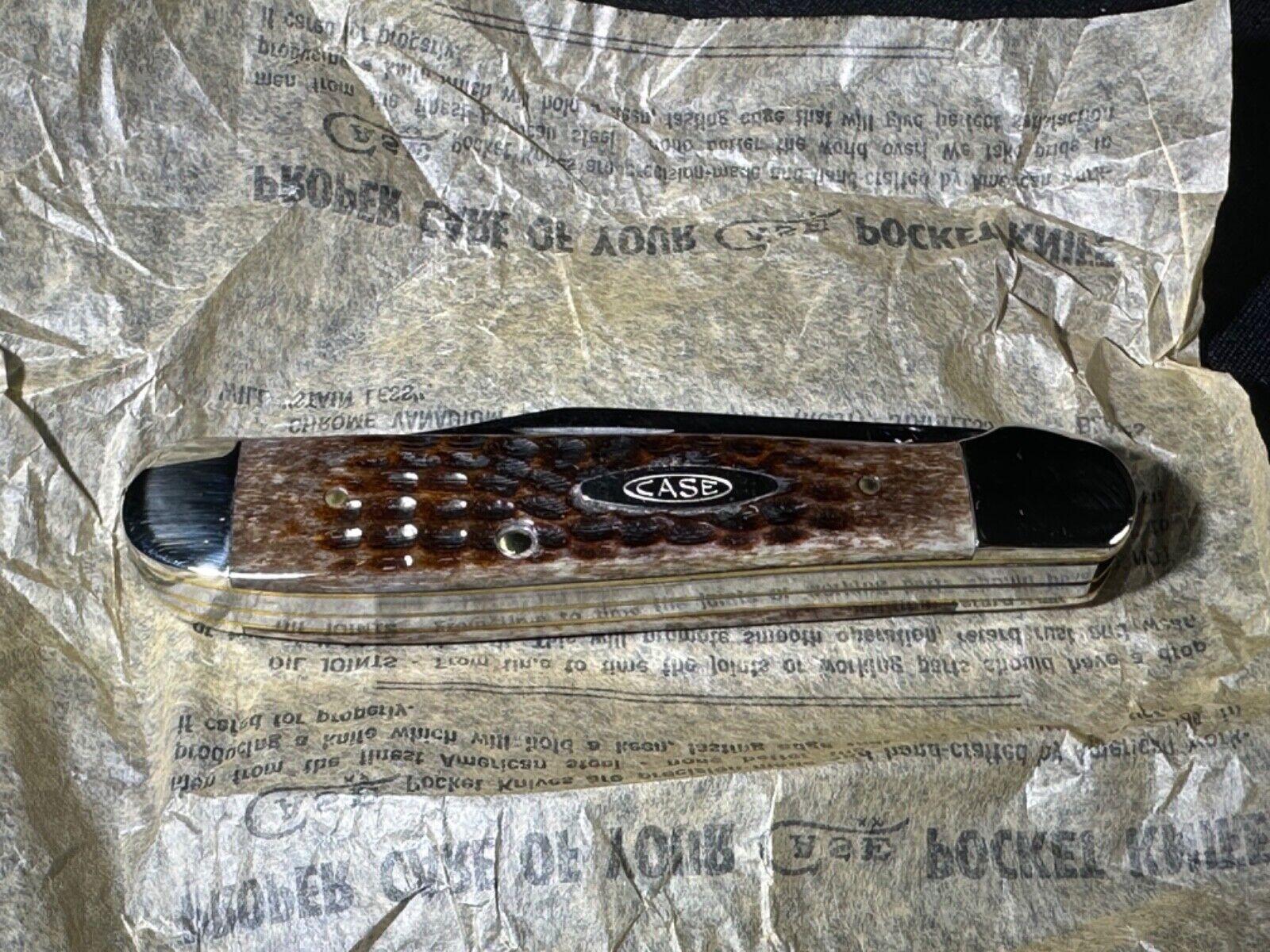 VINTAGE CASE XX 1981 6249 GORGEOUS BROWN BONE COPPERHEAD KNIFE - 9 DOT NEW
