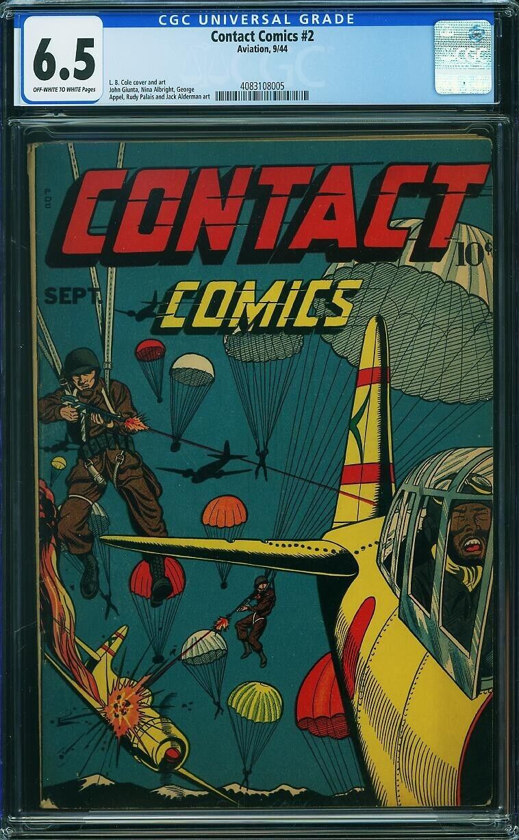 Contact 2 CGC 6.5 L.B. Cole WWII Gerber No-Show: 2nd FINEST 1944 Aviation Comic