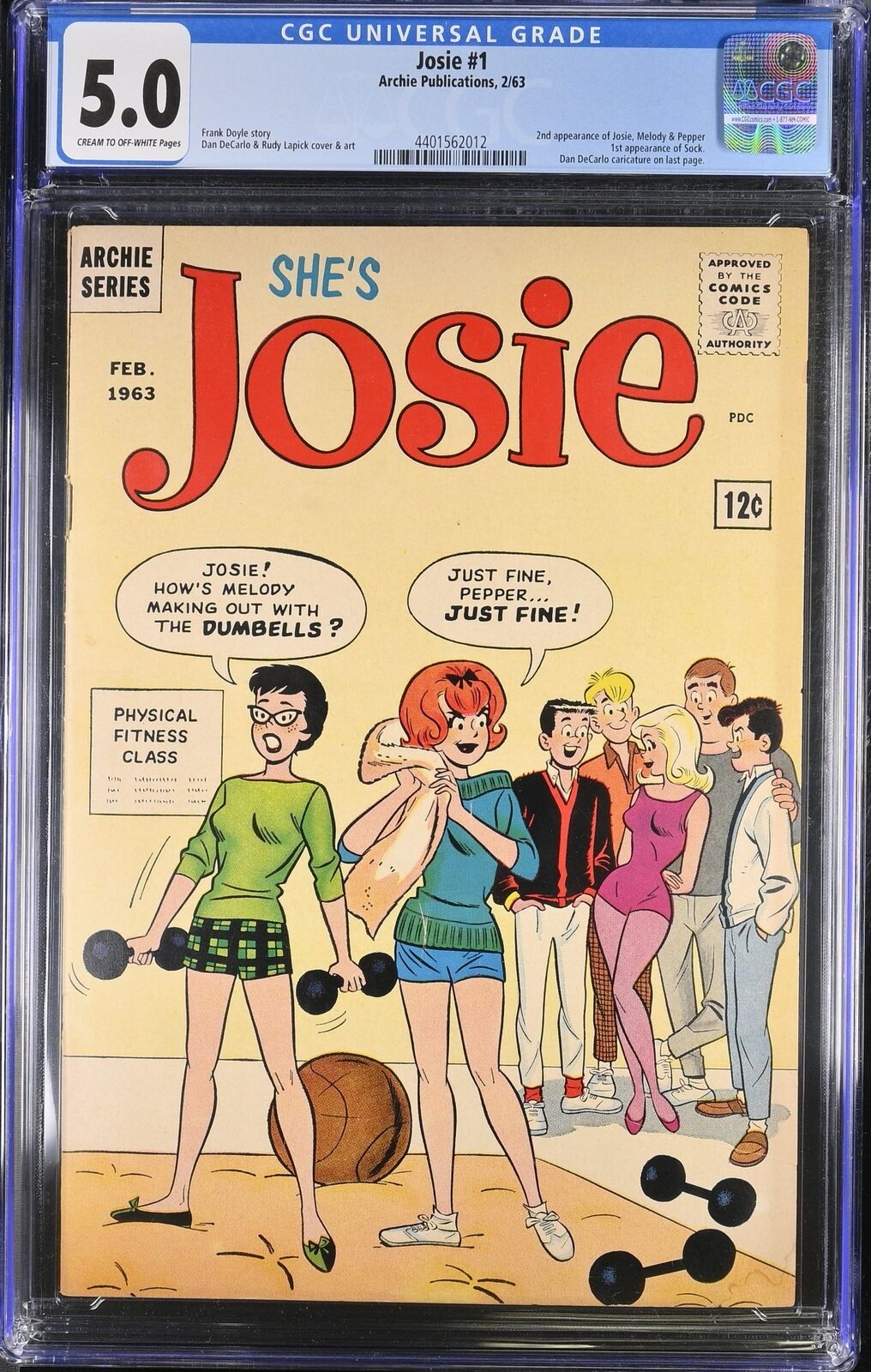 Josie and the Pussycats (1963) #1 CGC VG/FN 5.0 DeCarlo/Lapick Cover Archie 1963