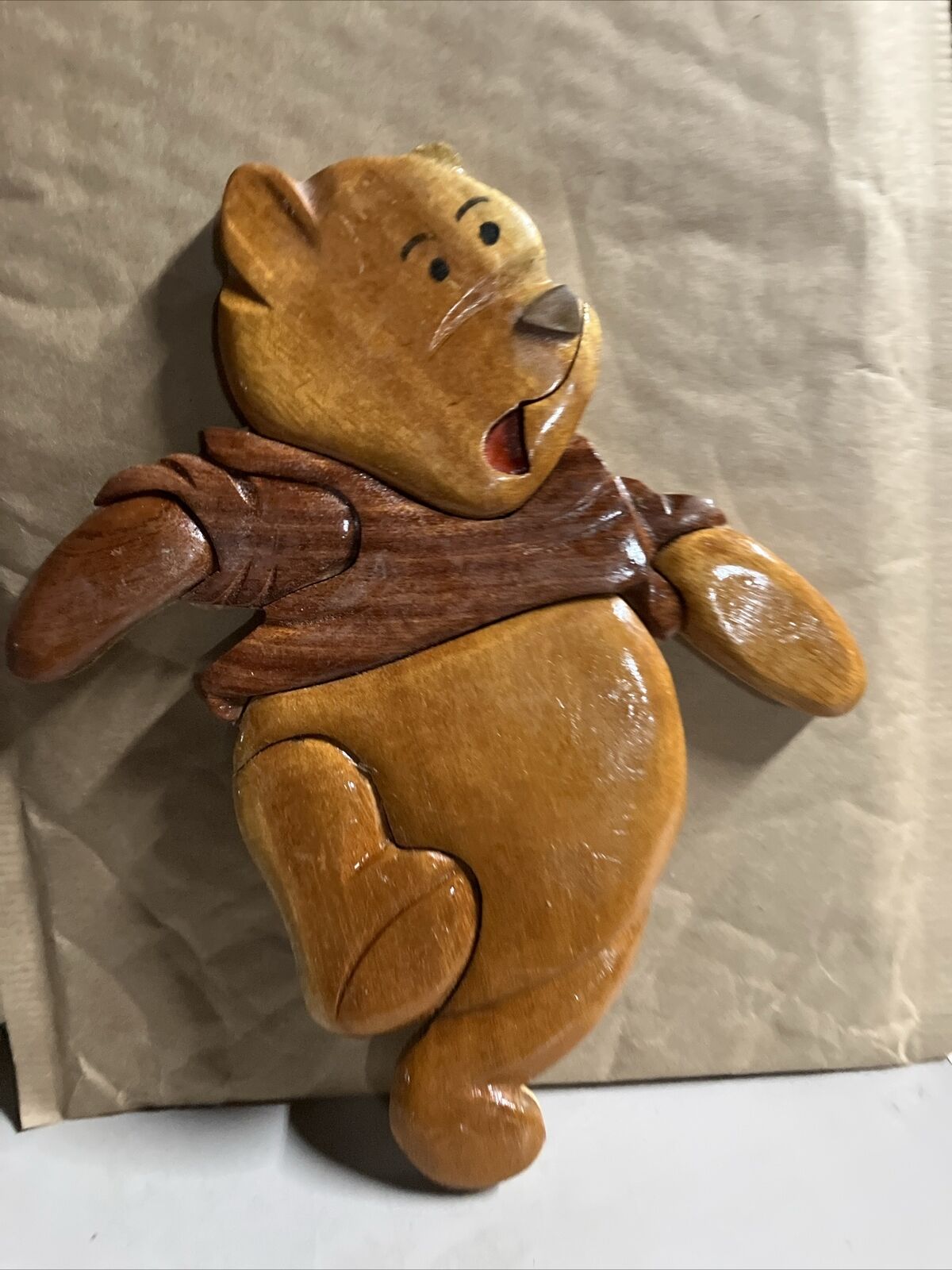 Vintage Winnie the Pooh Wood Carving Decor Disney