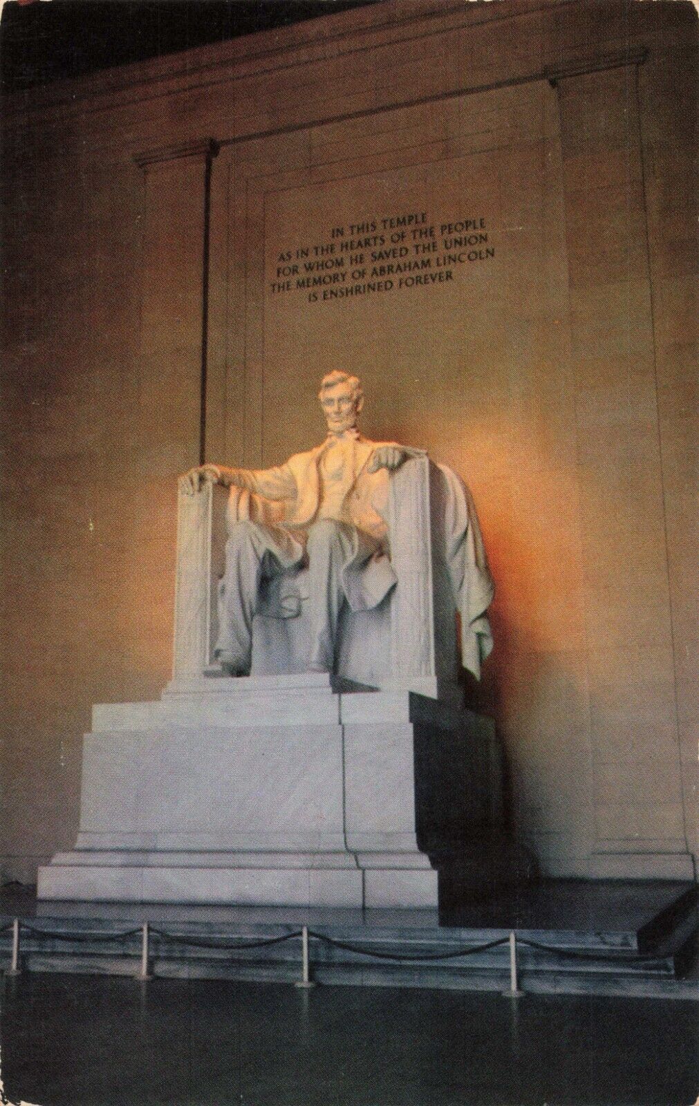 Washington DC, Lincoln Memorial Sitting Statue, Vintage Postcard