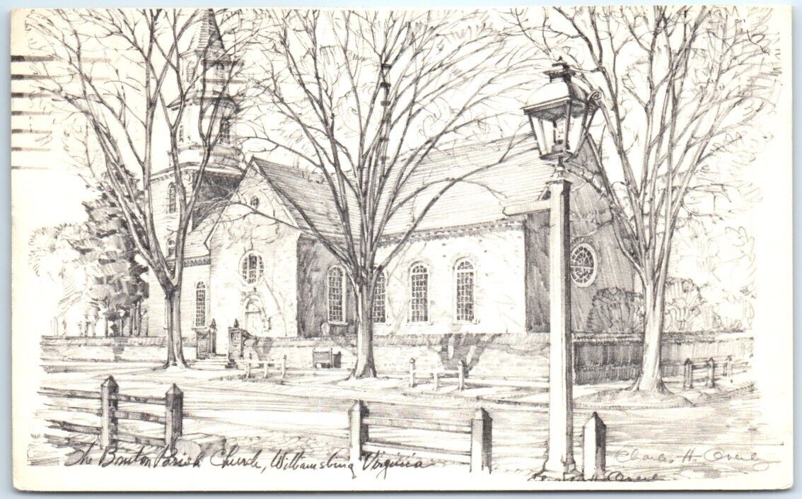Postcard Bruton Parish Church Williamsburg Virginia USA North America