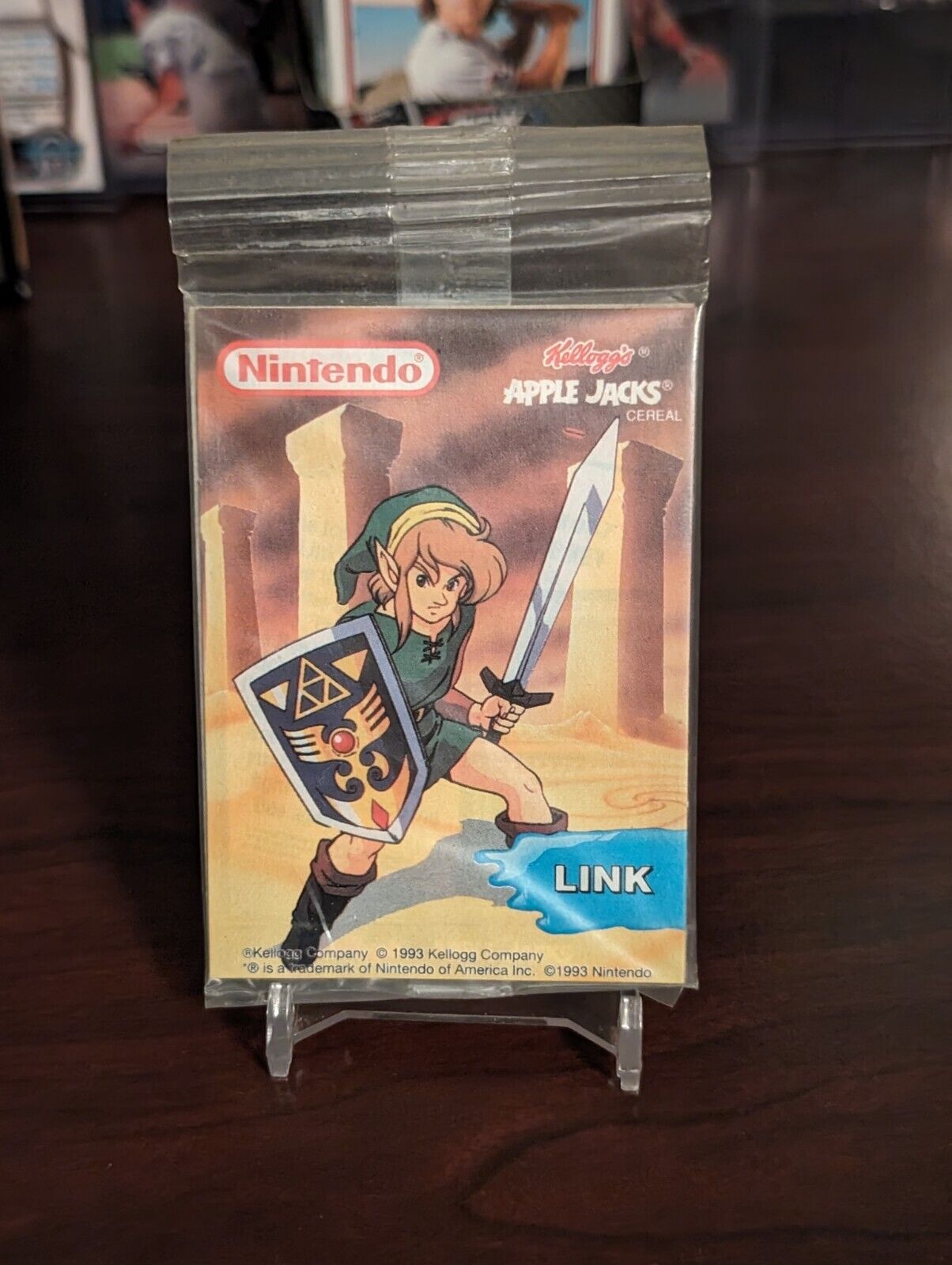 Nintendo LEGEND of ZELDA LINK CARD Kelloggs APPLE JACKS 1993 New Still Sealed