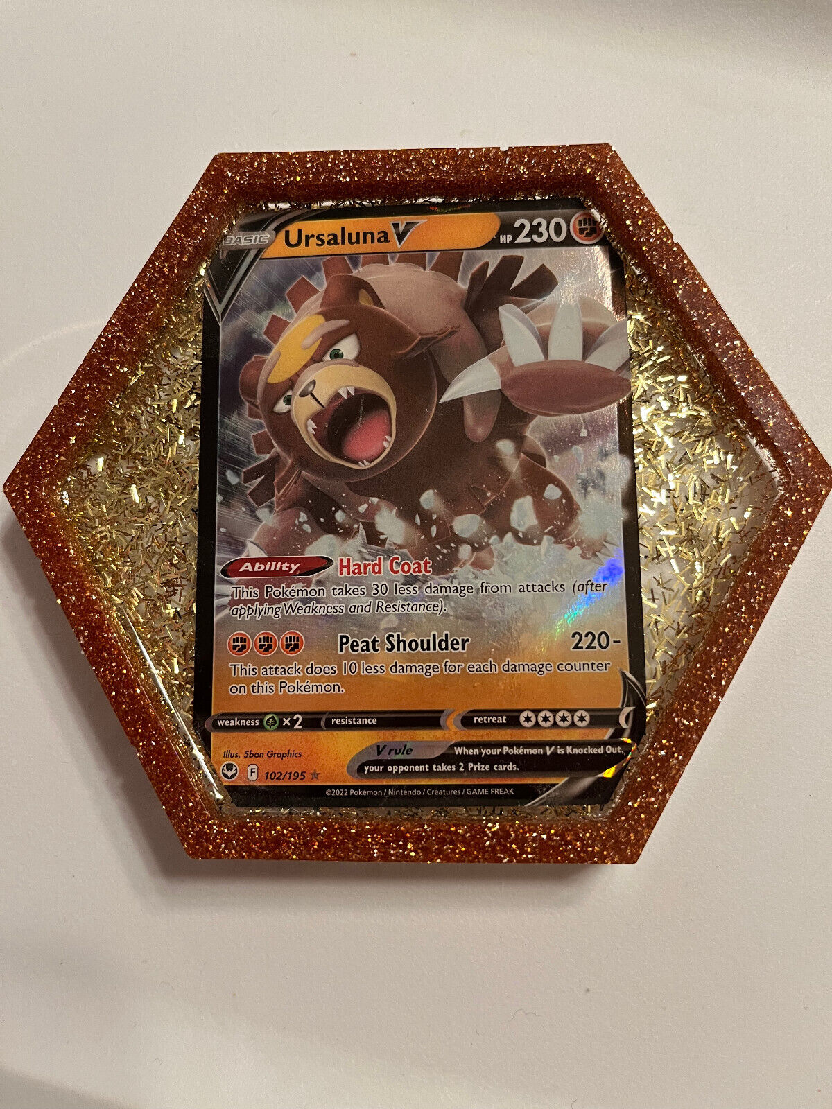 Pokemon Holo Rare Trading Card - Resin Coaster - Trinket Tray - Ursaluna V