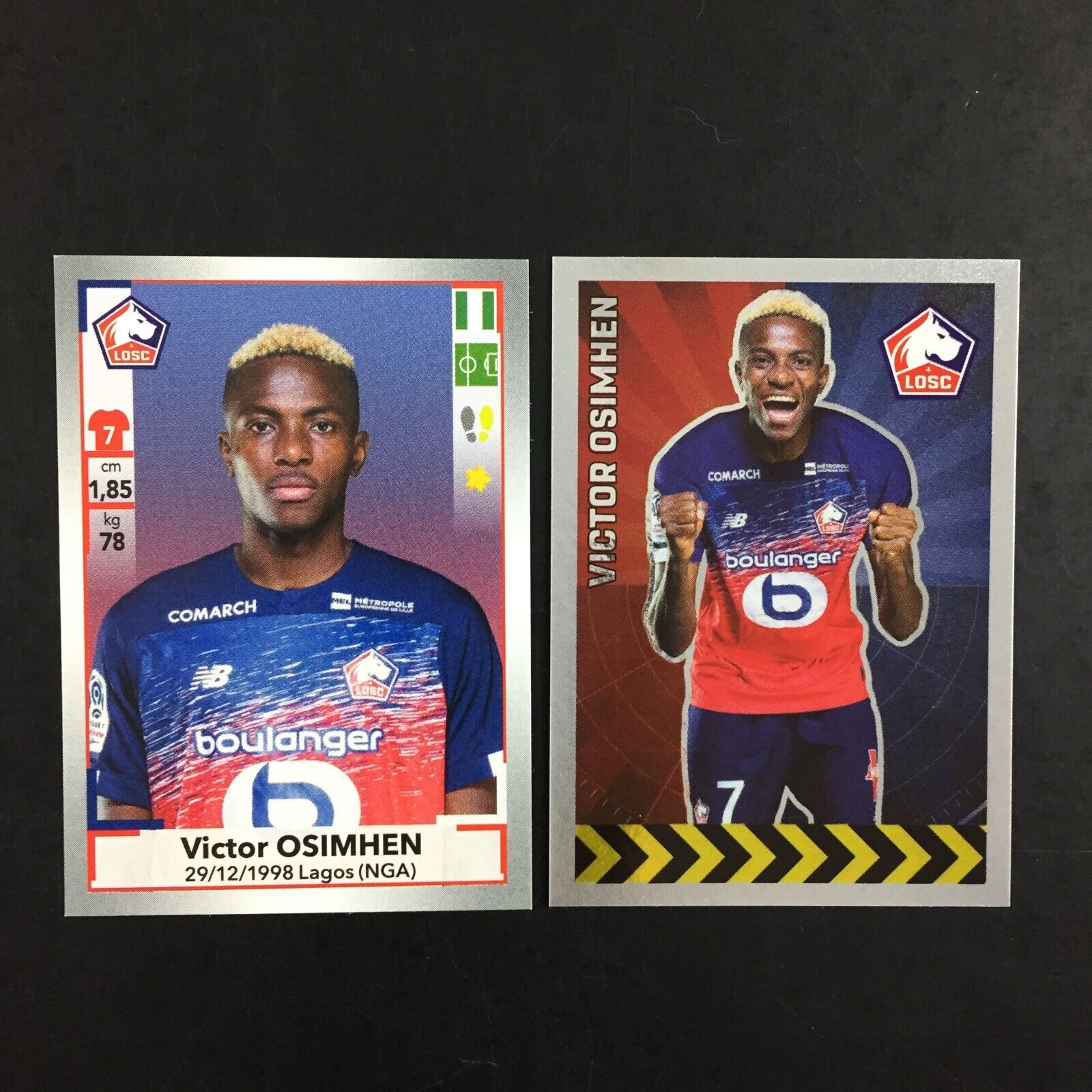 2020 Victor Osimhen Rookie RC Lot of 2 Stickers Panini Foot (19-20) #157 #161