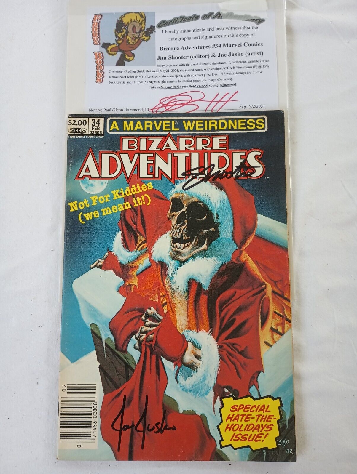 Bizarre Adventures  #34 (F+) Marvel Comics 1982 signed Joe Jusco & Jim Shooter