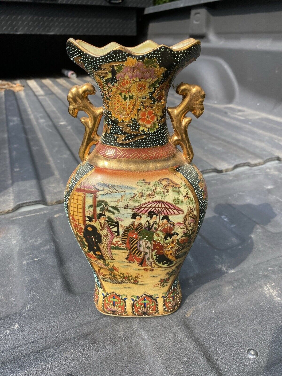 Vintage ROYAL SATSUMA Vase - Marked In Red