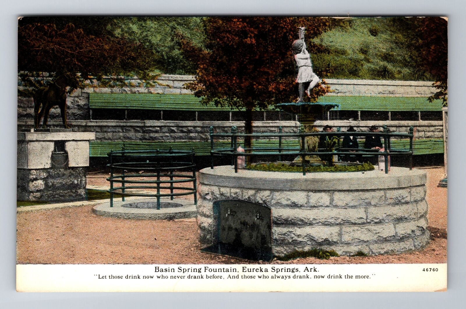 Eureka Springs AR-Arkansas, Basin Spring Fountain, Antique, Vintage Postcard