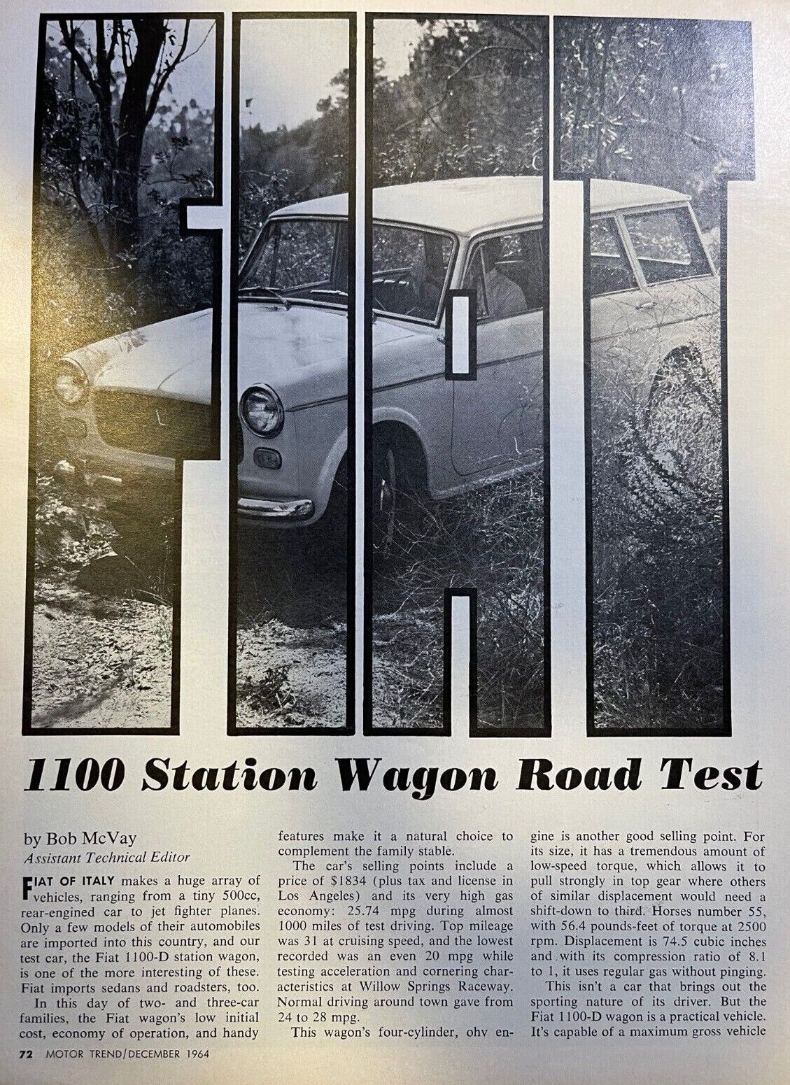 Road Test 1965 Fiat 1100 Station Wagon illustrated