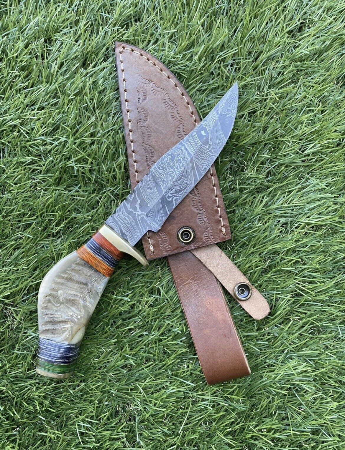 10 Inch Custom made Hunting Knife/ Ram Horn Handle CK7max
