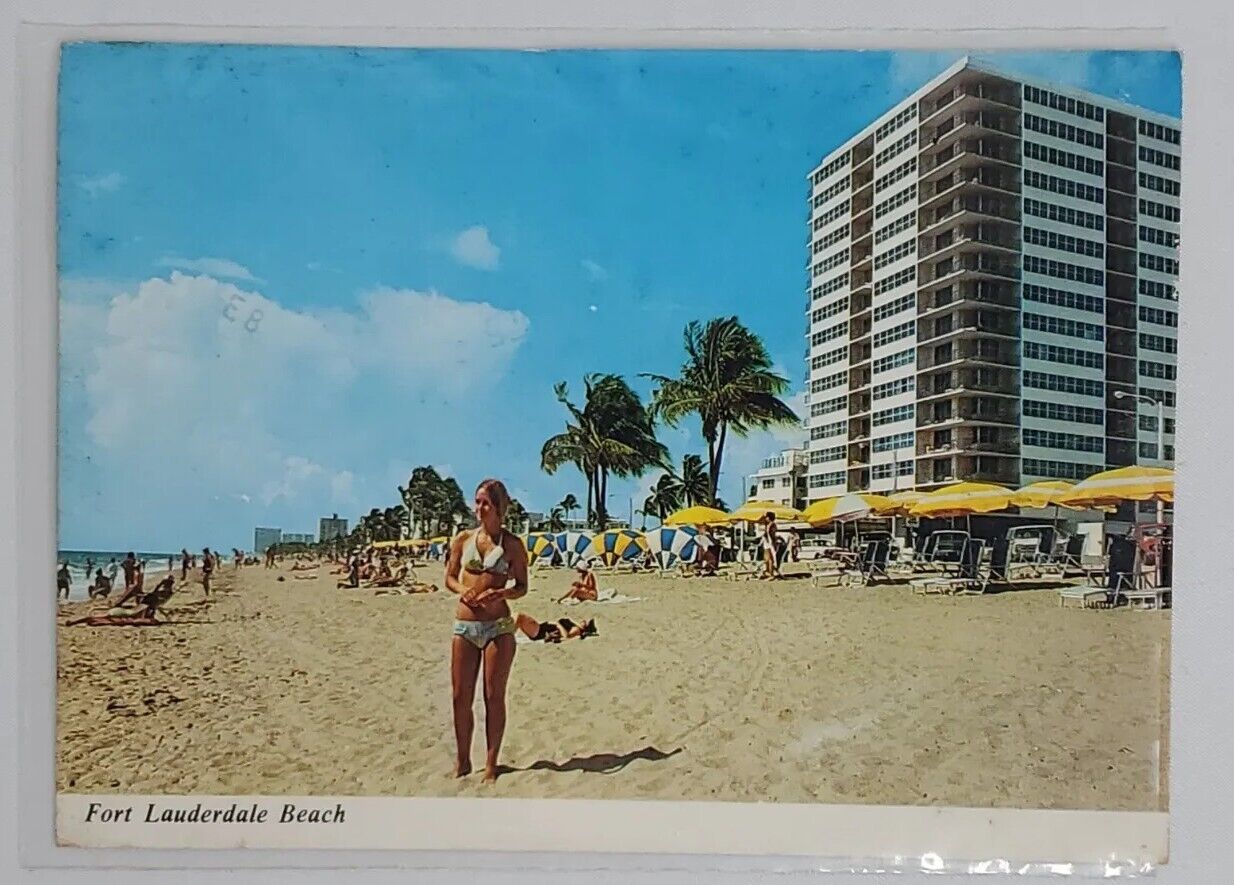 Postcard Fort Lauderdale Beach Florida Golden Sands Tropical Posted 1979 A4