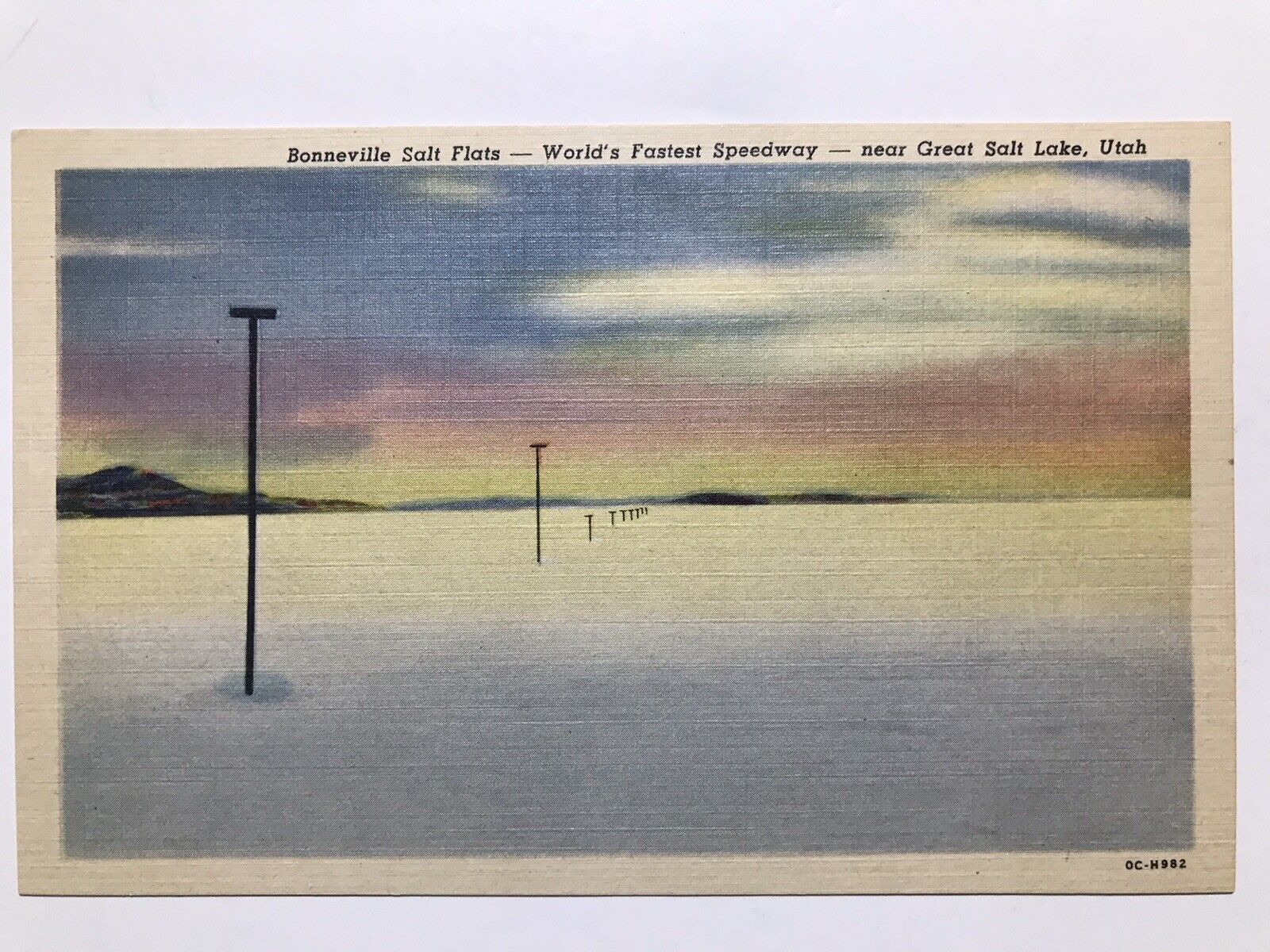 1940 Bonneville Salt Flats Great Salt Lake Utah Postcard