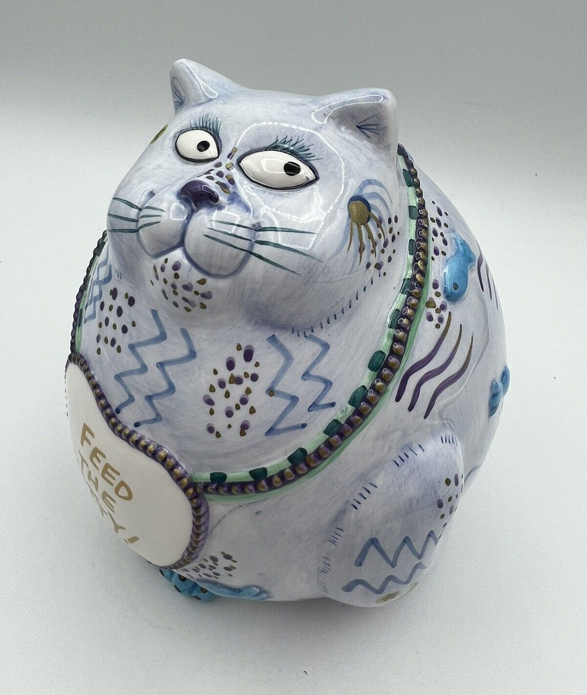 Fitz and Floyd Feed The Kitty Ceramic Cat Bank Piggy Bank  Brand New In Box  NIB