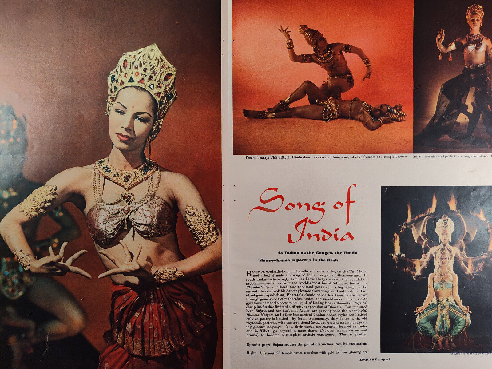 1950 Original Esquire Art Article SONG OF INDIA Sujata Asoka Dancers