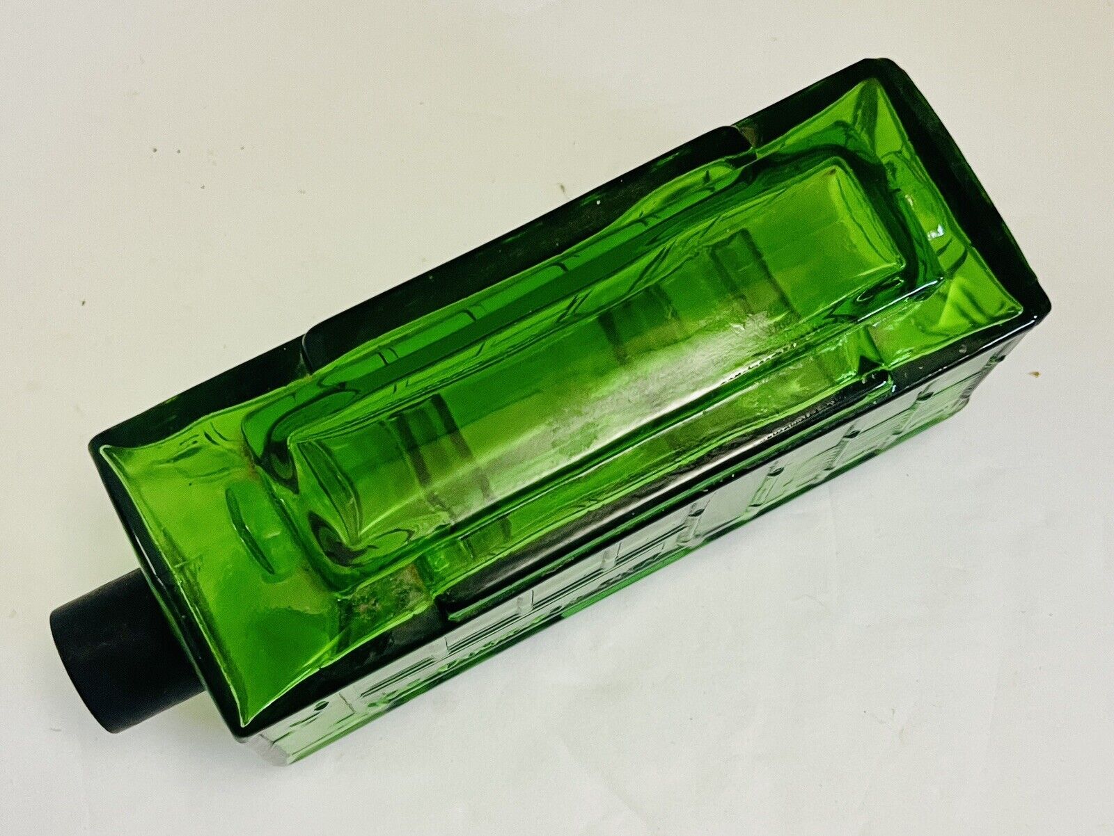 Vintage Avon Cable Car Decanter Green Glass After Shave Lotion Bottle Used