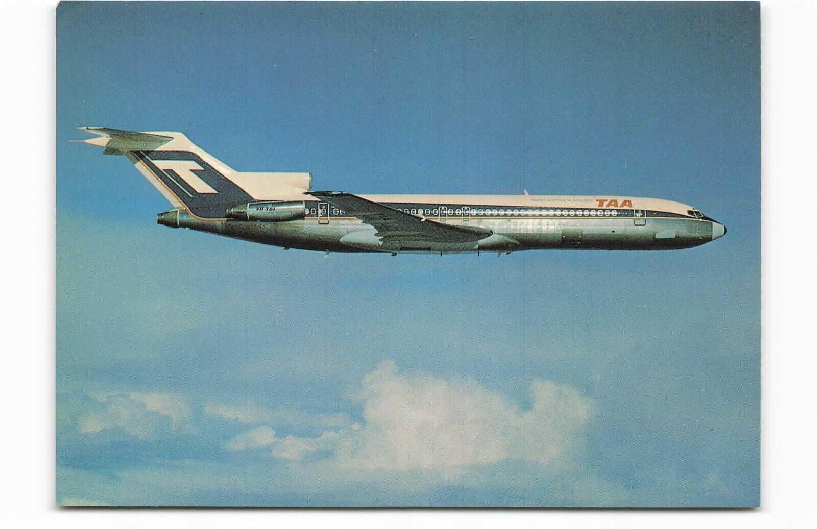 Postcard Airline TAA Advanced Boeing 727-276 T-Jet in flight AUC1.